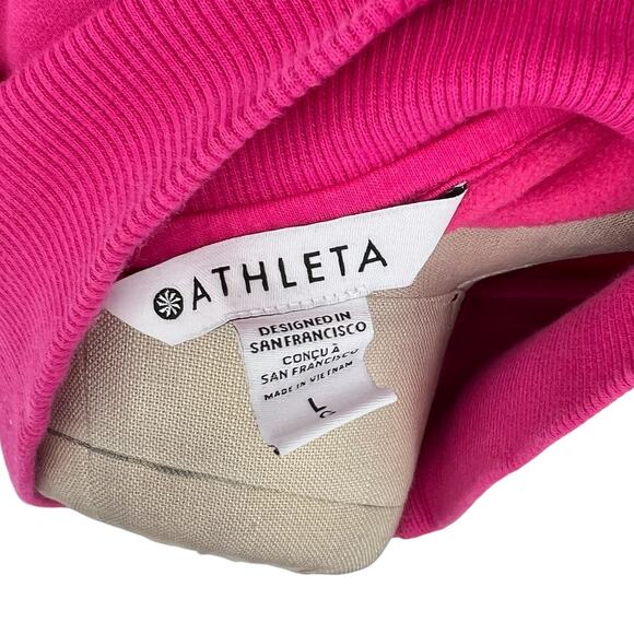 Athleta Triumph Hybrid Half Zip Sweatshirt Top Cinched Pink Size Large - Picture 9 of 11